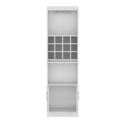 Kevil 71-Inch Tall Bar Cabinet 5-Tier Modern Bar Cabinet with Glass Holder Stemware Rack, Wine Cabinet, Liquor Cabinet, 12 Bottle Cubbies, 5 Shelves, and Pull Out Tray