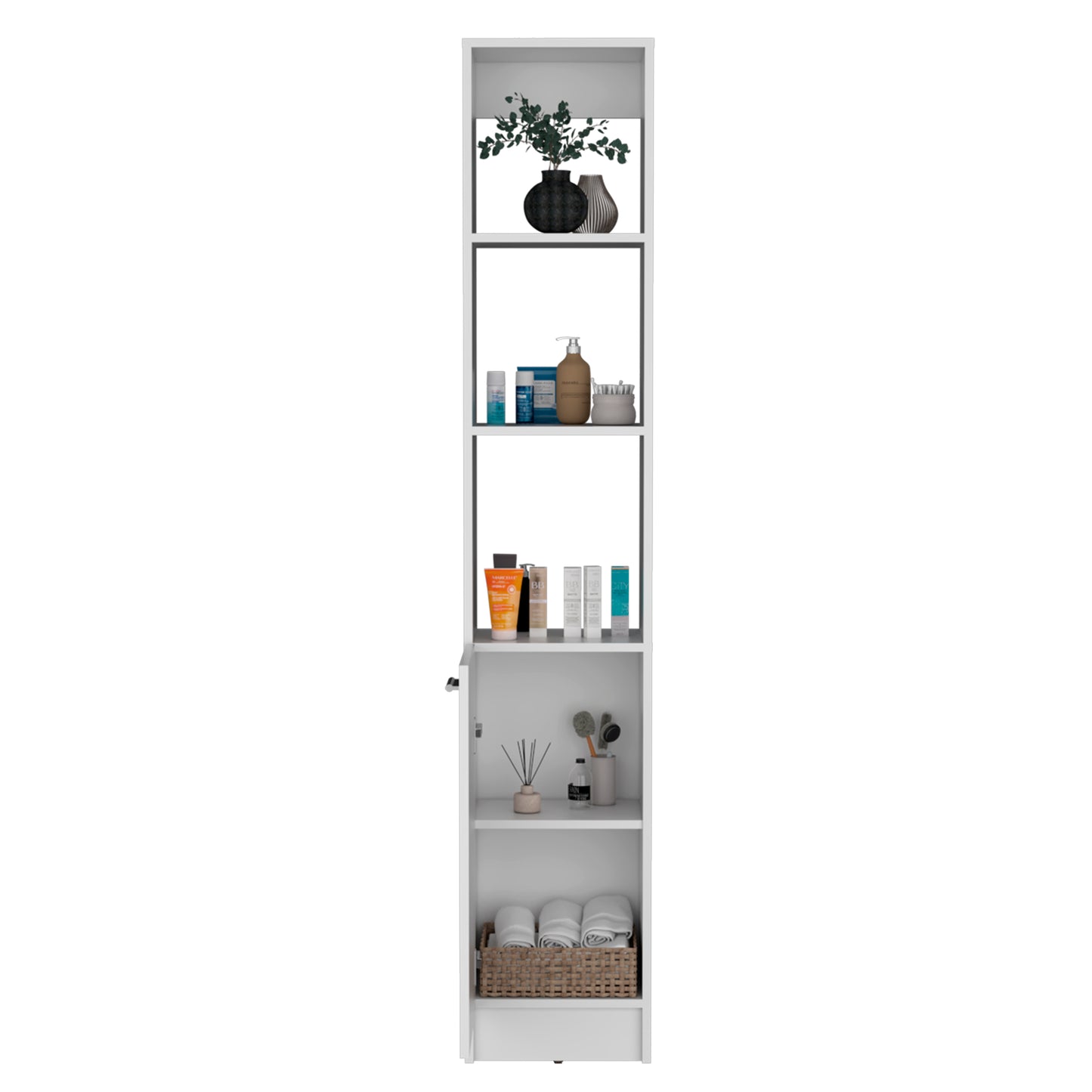 Parks Linen Bathroom Storage Cabinet with one Doors, Tall Bathroom Cabinet with 6 Shelves, for Bathroom, Living Room, Kitchen