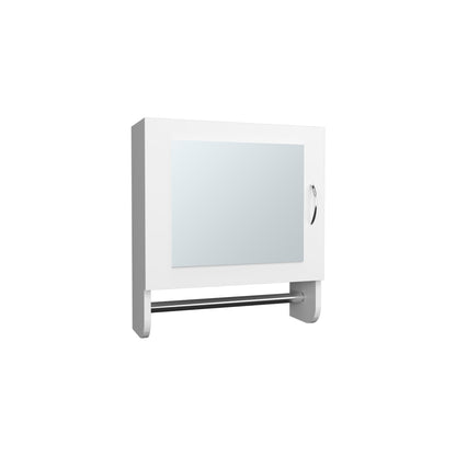 Botiq 19.7" H x 17.7" W Mirror Medicine Cabinet with Towel Rack White, One door with Two interior Shelves for Bathroom, Kitchen