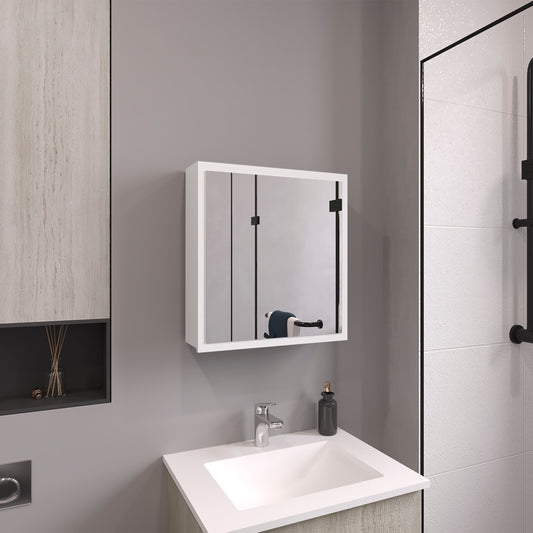 Duma 21.1" H x 19.7" W Mirror Medicine Cabinet, One door with Four interior Shelves for Bathroom, Kitchen