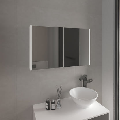 Bouti 19.7" H x 31.5" W Double Door Mirror Medicine Cabinet, Three interior Shelves for Bathroom, Kitchen