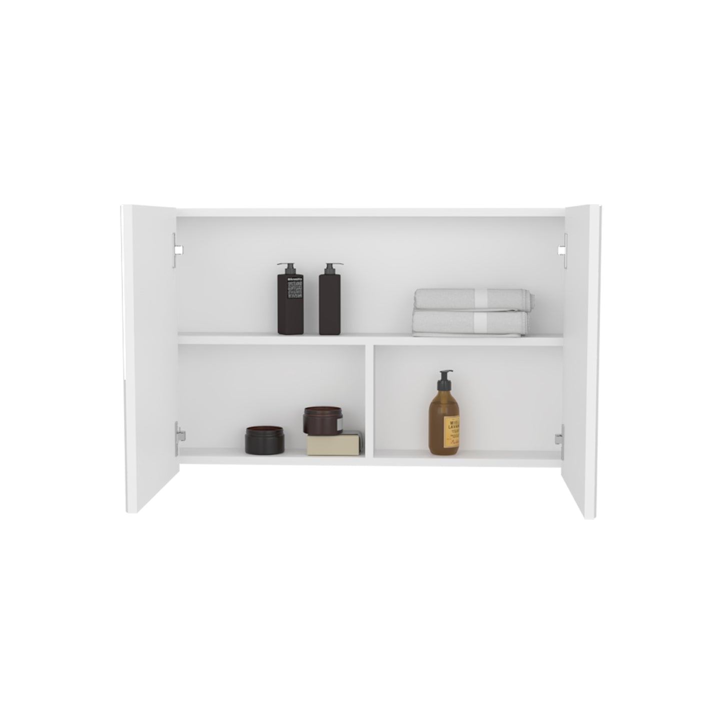 Bouti 19.7" H x 31.5" W Double Door Mirror Medicine Cabinet, Three interior Shelves for Bathroom, Kitchen