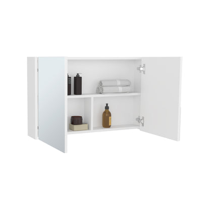 Bouti 19.7" H x 31.5" W Double Door Mirror Medicine Cabinet, Three interior Shelves for Bathroom, Kitchen