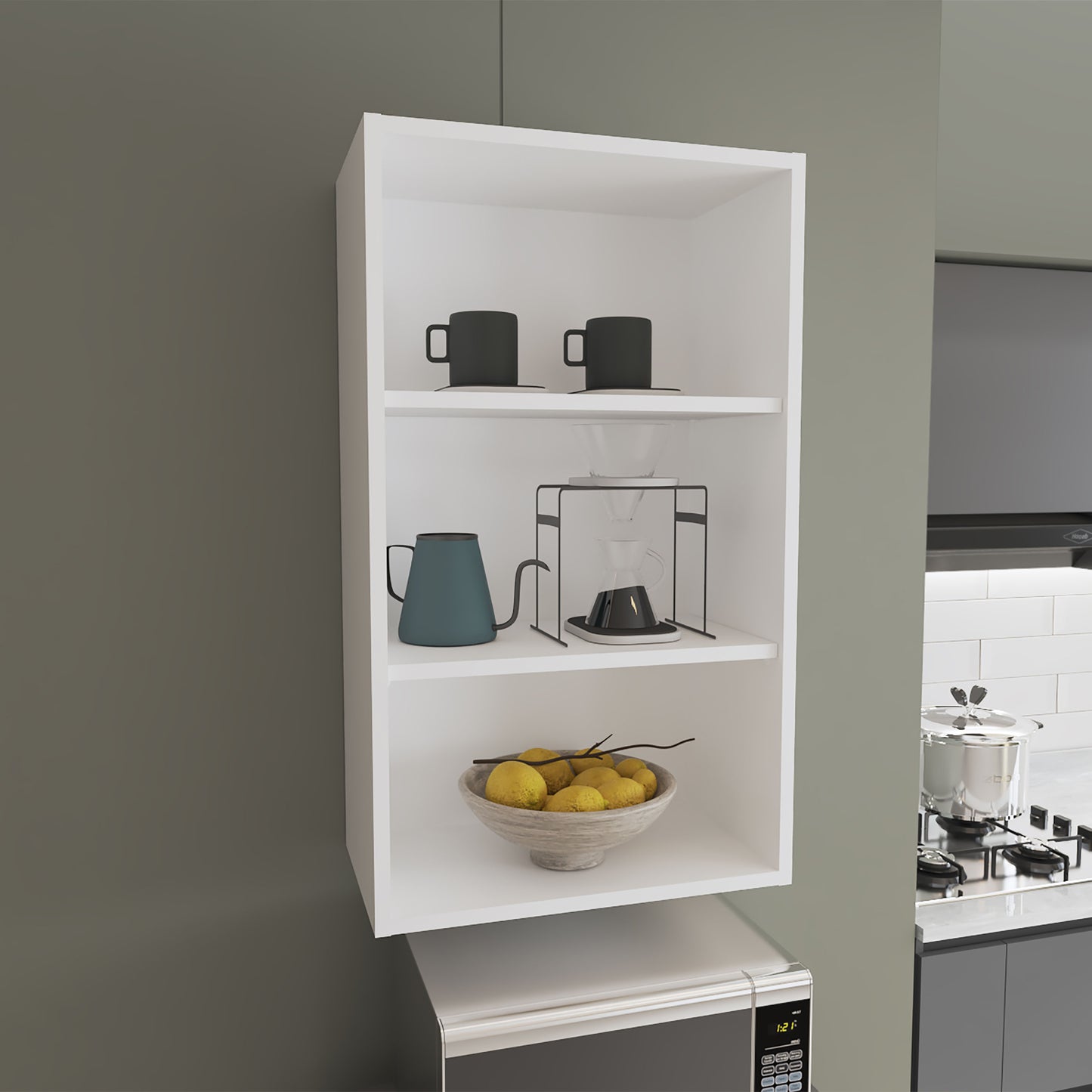 Eco 36" High Open 3-Tier Wall Cabinet, Wall Shelf, Storage Cabinet, Cube Shelf Bedroom, Office, Living Room, Garage