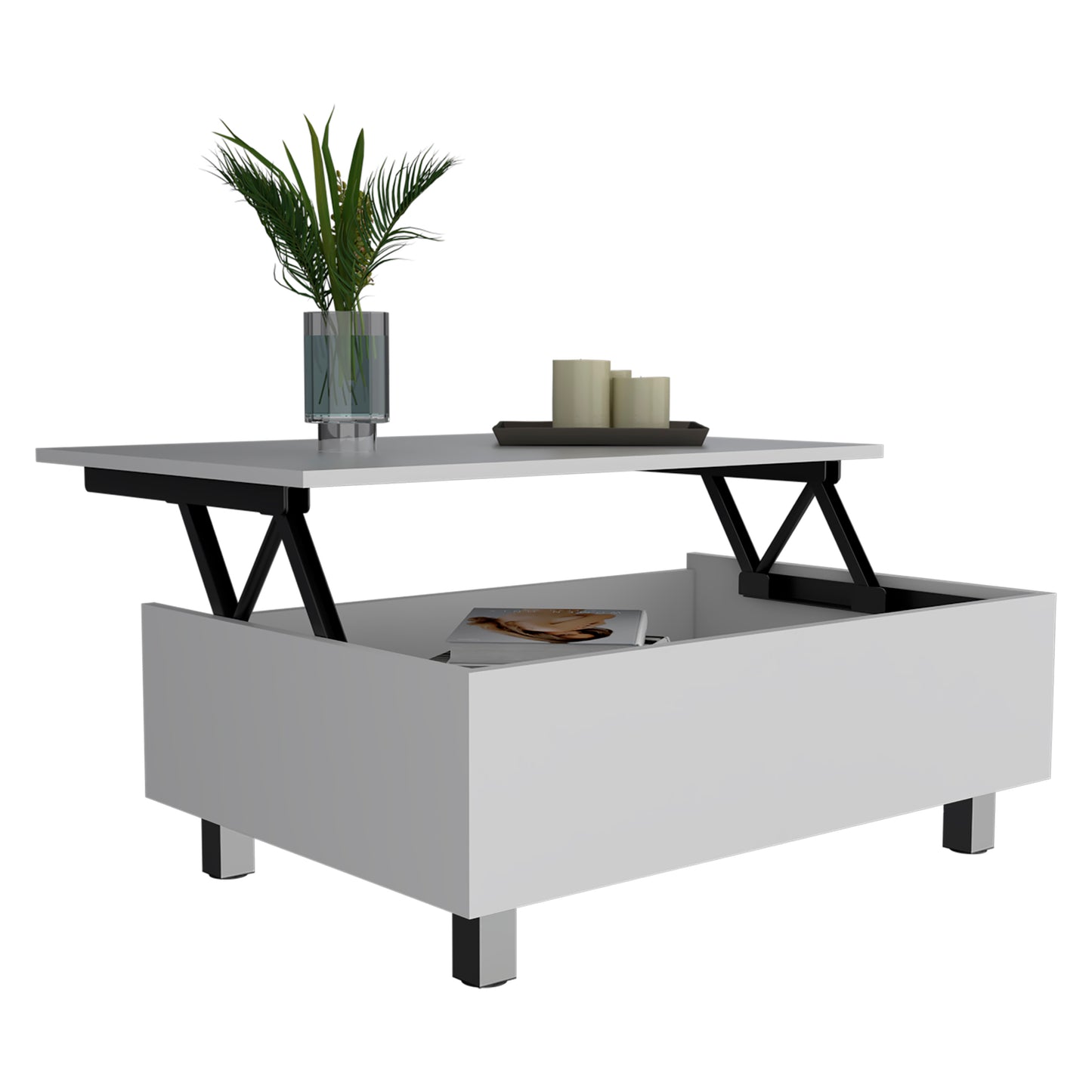 Tuhome Gambia Modern Lift-Top Coffee Table with Hidden Storage, Multi-Function Center Table, Ideal for Living Room, Stylish and Functional Design