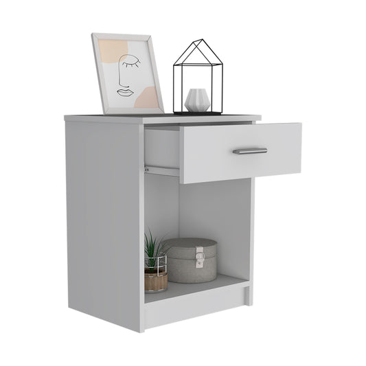 Eco Nightstand with Spacious Superior Top, Open Storage Shelf, Smooth-Glide Drawer and Modern Space-Saving Bedside Design for Organizing Essentials, Books and Daily Items in a Practical and Elegant Bedroom Layout