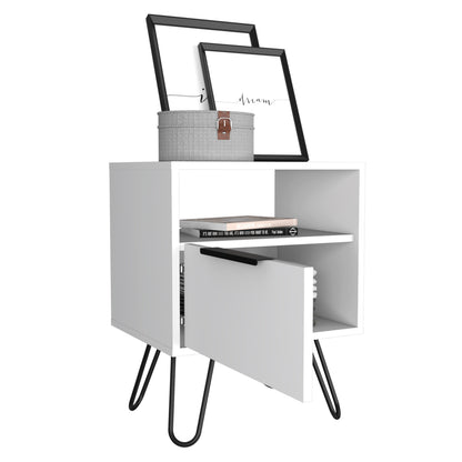 Tuhome Augusta Nightstand with Compact Modern Design, Spacious Storage Drawer and Open Shelf, Bedside Organization Solution for Small Bedrooms, Contemporary Functional Furniture to Enhance Comfort and Daily Use