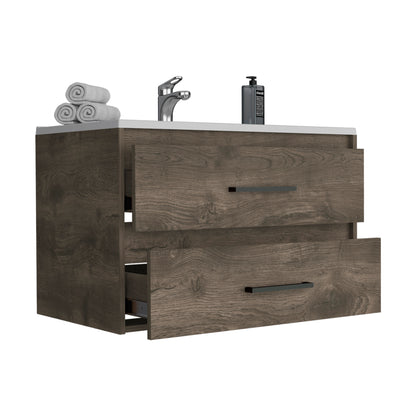 Praga Floating Vanity Sink with 2-Drawers, Double Drawer