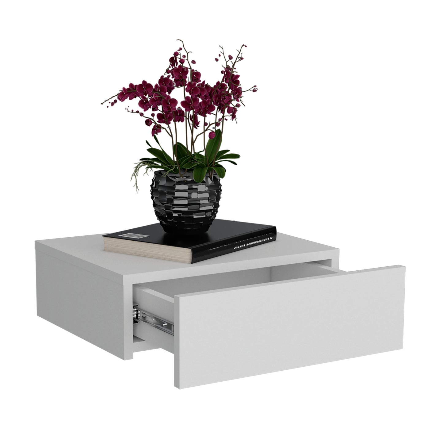 TUHOME Milano Floating Nightstand with Wall-Mounted Design, Spacious Storage Drawer and Upper Display Surface Offering Minimalist Space-Saving Organization and Durable Engineered Wood Construction for Modern Bedroom Interiors
