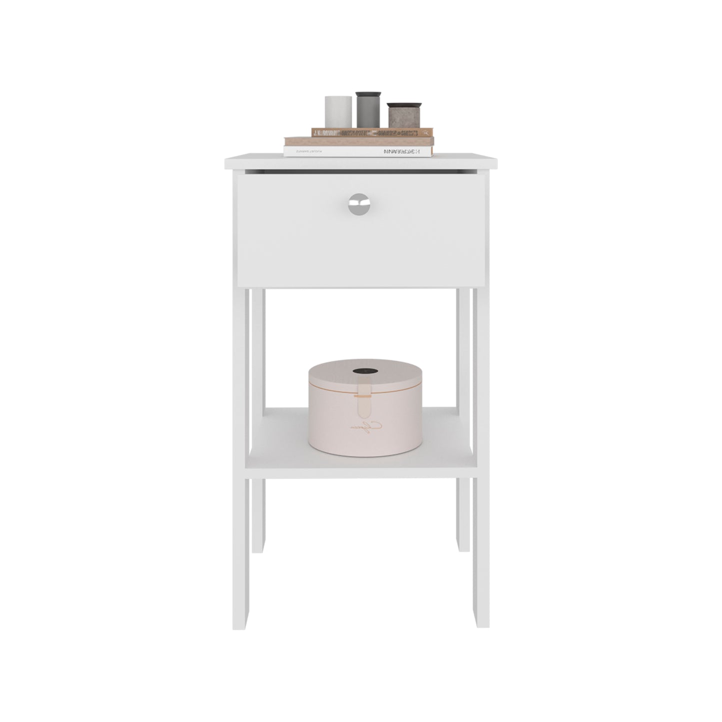Newcastle Nightstand With One Drawer And Open Shelf, Modern Bedside Table