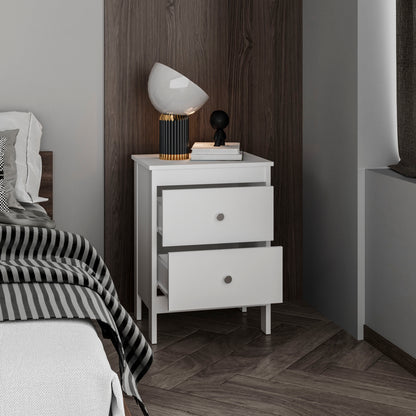 Newcastle Nightstand with Two Drawers and Open Shelf, Modern Bedside Table for Bedroom Essentials, Spacious Storage for Books, Electronics, and Personal Items, Minimalist Design with Functional Storage
