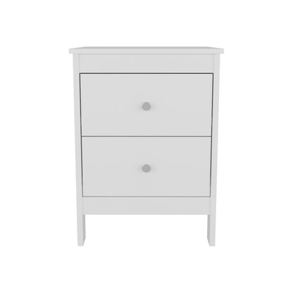 Newcastle Nightstand with Two Drawers and Open Shelf, Modern Bedside Table for Bedroom Essentials, Spacious Storage for Books, Electronics, and Personal Items, Minimalist Design with Functional Storage