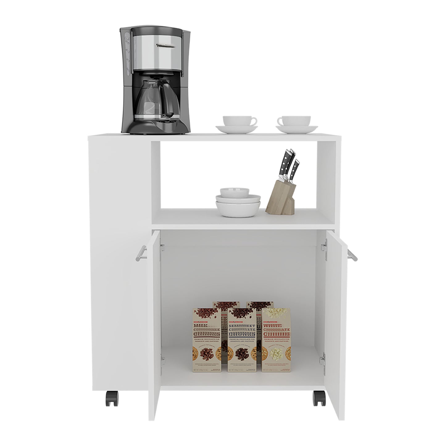Kitchen Cart Eldon, Base Cabinet with Four Shelves