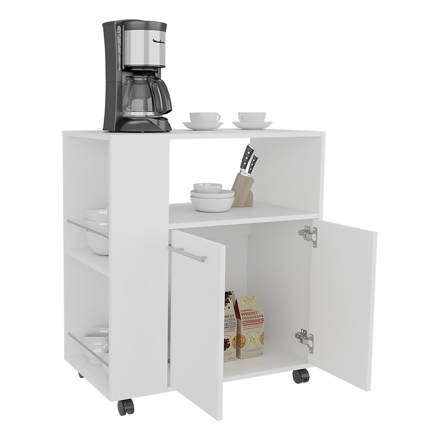 Kitchen Cart Eldon, Base Cabinet with Four Shelves