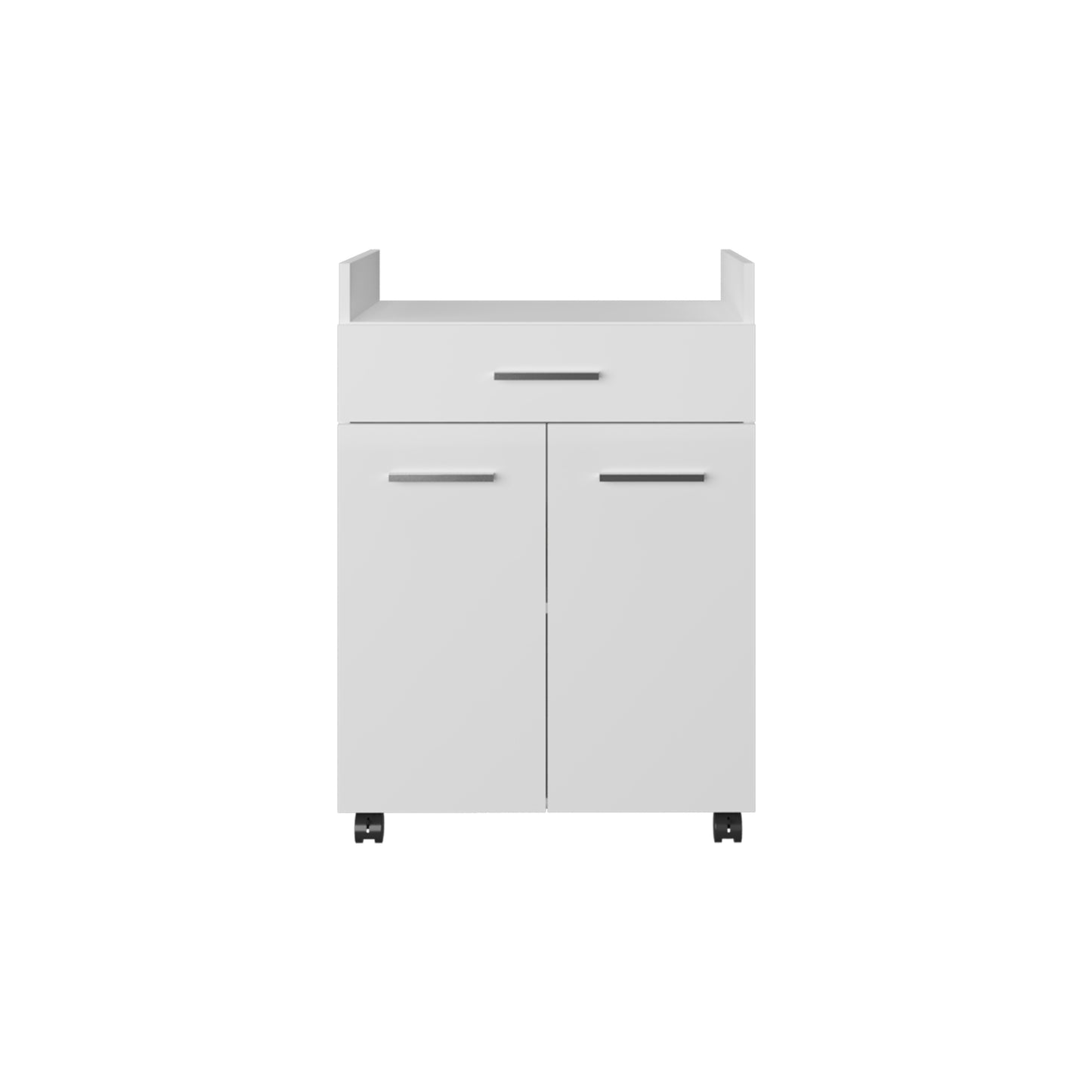 Glover Kitchen Cart With Casters, Open Shelves, Drawer And Cabinet Storage, Mobile Kitchen Island