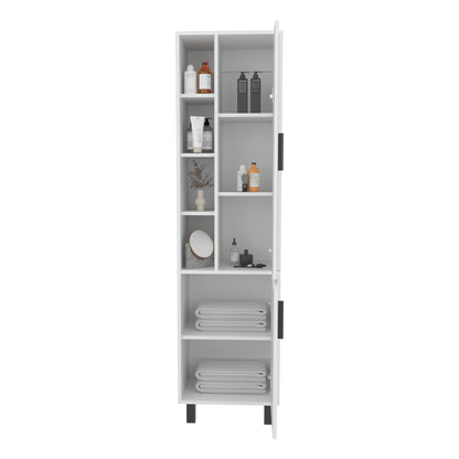 Stanton Tall Storage Cabinet With Two Doors And Three Open Shelves