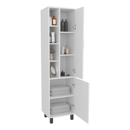 Stanton Tall Storage Cabinet With Two Doors And Three Open Shelves