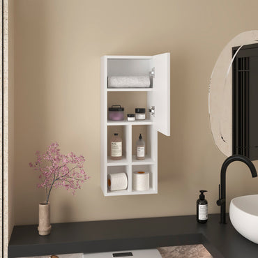 Niwot Wall Bathroom Cabinet, One Door, Organizer For Toiletries And Towels