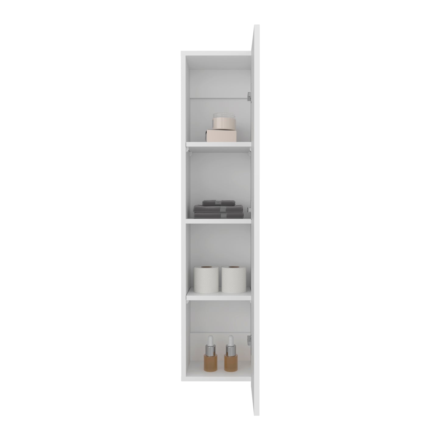 43" High One Door Wall Cabinet, Bathroom Wall Mounted Storage with 3 Adjustable Shelves, Space-Saving Vertical Organizer for Toiletries, Towels & Essentials, Modern Ready-to-Assemble Unit
