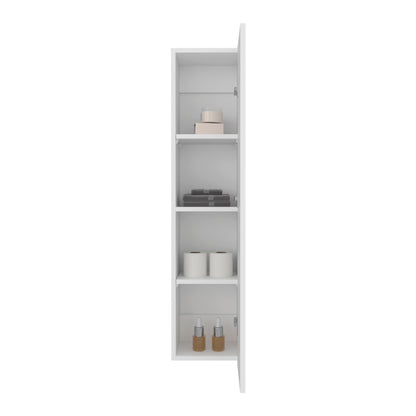 43" High One Door Wall Cabinet, Bathroom Wall Mounted Storage with 3 Adjustable Shelves, Space-Saving Vertical Organizer for Toiletries, Towels & Essentials, Modern Ready-to-Assemble Unit