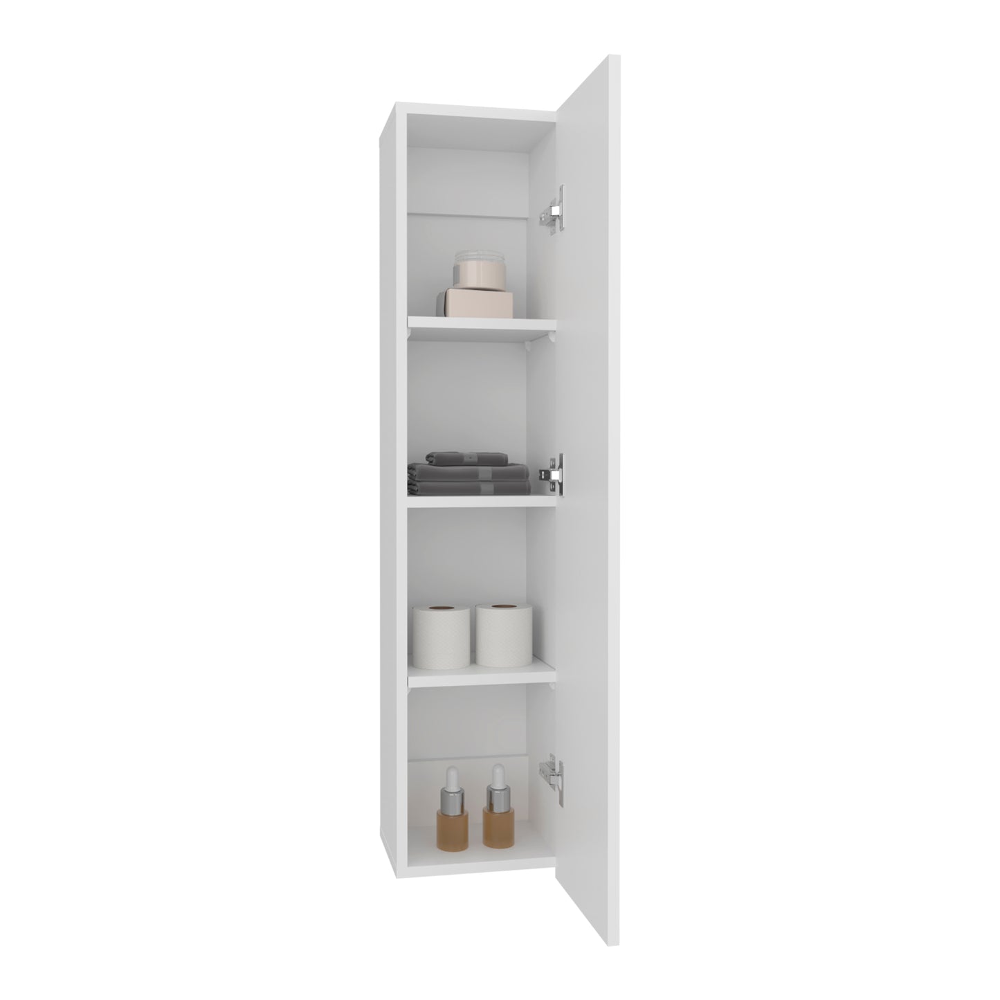 43" High One Door Wall Cabinet, Bathroom Wall Mounted Storage with 3 Adjustable Shelves, Space-Saving Vertical Organizer for Toiletries, Towels & Essentials, Modern Ready-to-Assemble Unit