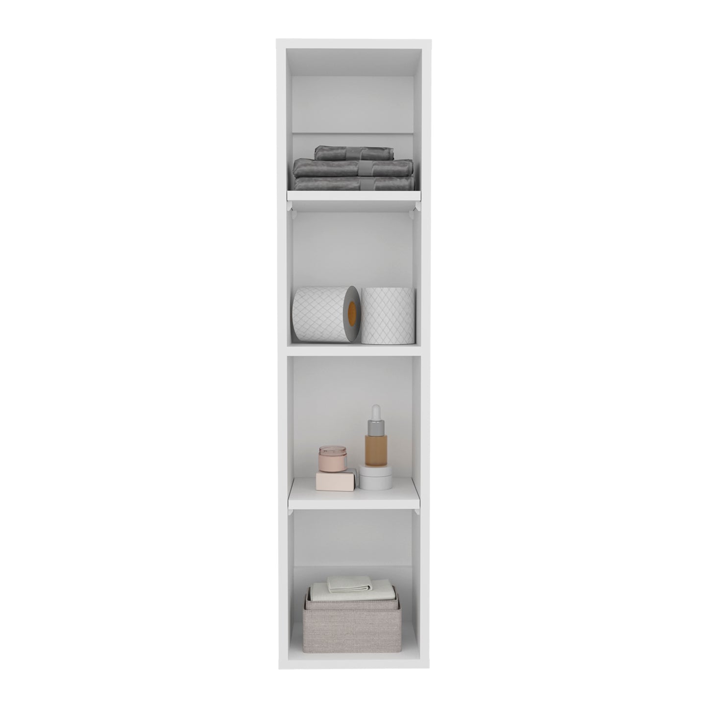 40" High Wall Cabinet, Vertical Wall-Mounted Storage Tower with 4 Spacious Shelves, Slim Bathroom Organizer for Toiletries & Towels, Space-Saving Modern Cabinet, Easy Assembly