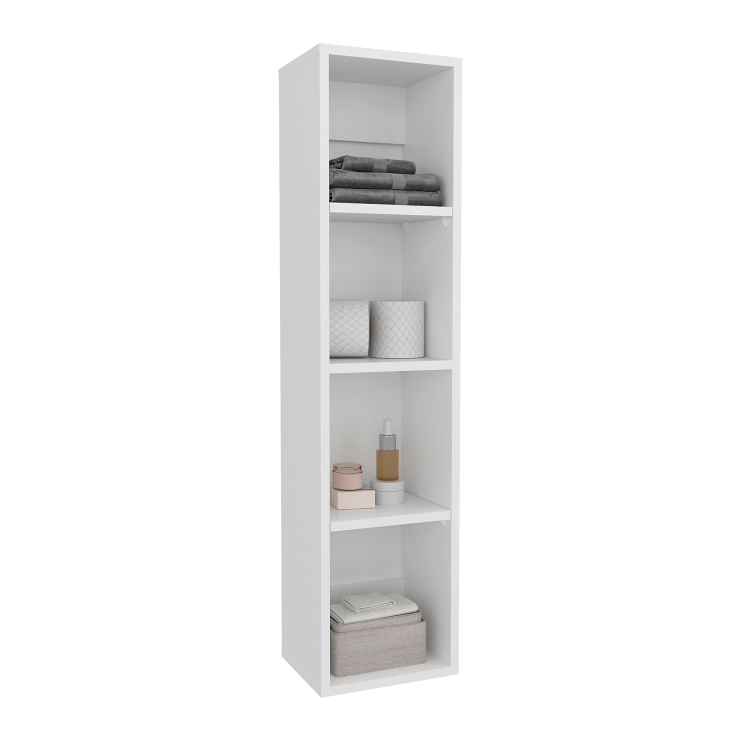 40" High Wall Cabinet, Vertical Wall-Mounted Storage Tower with 4 Spacious Shelves, Slim Bathroom Organizer for Toiletries & Towels, Space-Saving Modern Cabinet, Easy Assembly