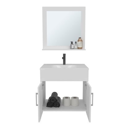 Blake Bathroom Mirror Cabinet, Wall-Mounted Storage With Two Interior Shelves
