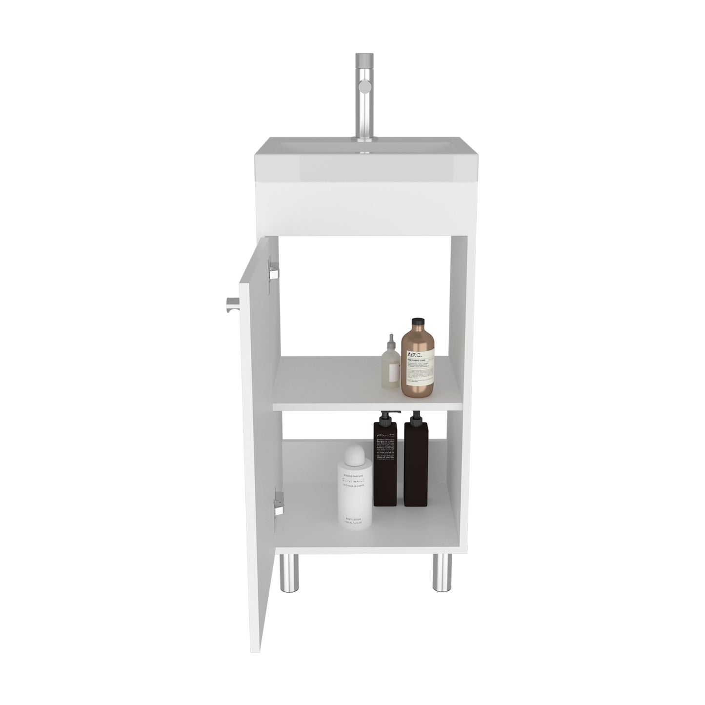 Rivera Freestanding Bathroom Vanity With One Door, Two Shelves, Sink Base Cabinet