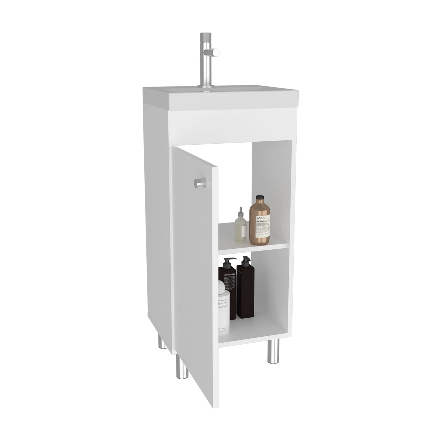 Rivera Freestanding Bathroom Vanity With One Door, Two Shelves, Sink Base Cabinet