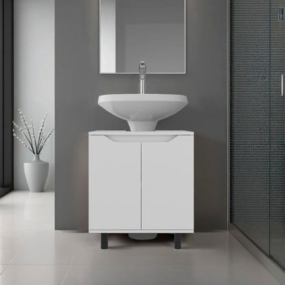 Marlo Under Sink Cabinet with Two Doors and Interior Storage Shelves, Cut-Out Back, 22” Wide Freestanding, Modern Bathroom Storage