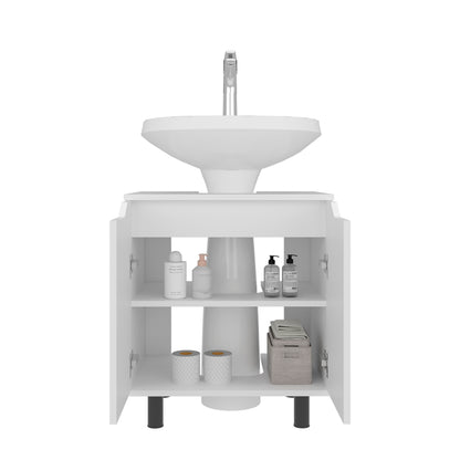 Marlo Under Sink Cabinet with Two Doors and Interior Storage Shelves, Cut-Out Back, 22” Wide Freestanding, Modern Bathroom Storage