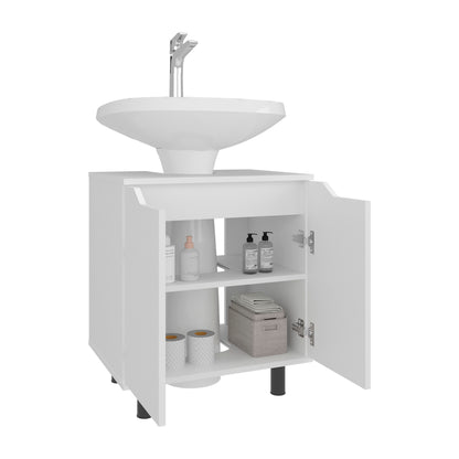 Marlo Under Sink Cabinet with Two Doors and Interior Storage Shelves, Cut-Out Back, 22” Wide Freestanding, Modern Bathroom Storage