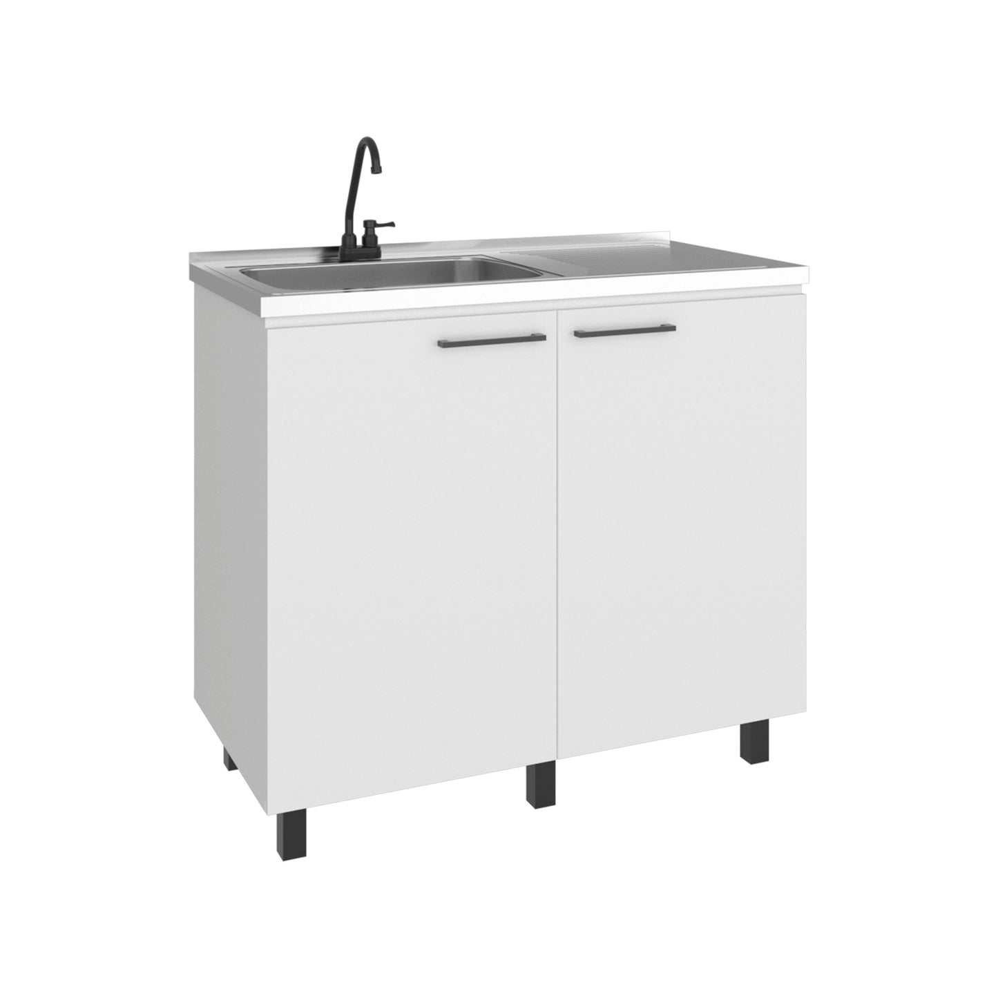Napoles Utility Sink Complete with Faucet Included, Freestanding Base with Legs, Laundry Tub with Deep Stainless Steel Basin, Modern Multi-Purpose Sink for Kitchen, Laundry or Utility Room