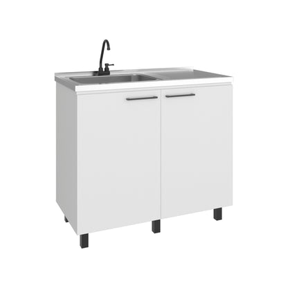 Napoles Utility Sink Complete with Faucet Included, Freestanding Base with Legs, Laundry Tub with Deep Stainless Steel Basin, Modern Multi-Purpose Sink for Kitchen, Laundry or Utility Room