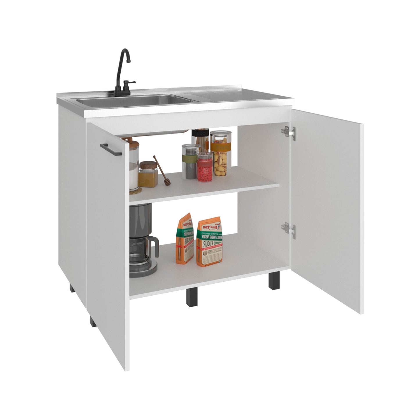 Napoles Utility Sink Complete with Faucet Included, Freestanding Base with Legs, Laundry Tub with Deep Stainless Steel Basin, Modern Multi-Purpose Sink for Kitchen, Laundry or Utility Room