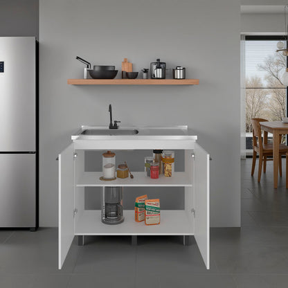 Napoles Utility Sink Complete with Faucet Included, Freestanding Base with Legs, Laundry Tub with Deep Stainless Steel Basin, Modern Multi-Purpose Sink for Kitchen, Laundry or Utility Room