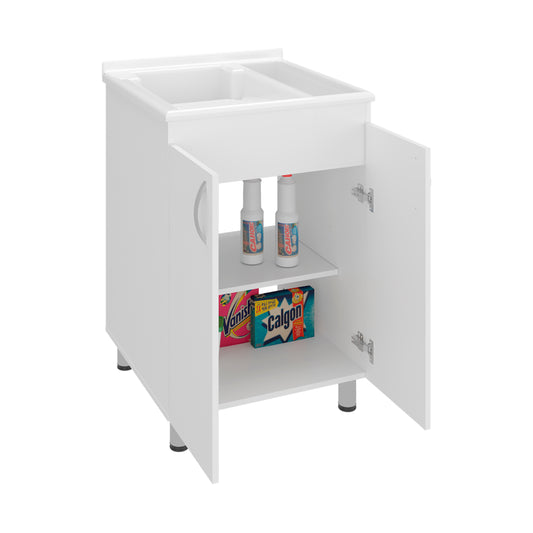Foster Two Door Utility Tub and Sink, Freestanding Cabinet with 2 Interior Storager Shelves, Utility Sink for Laundry Rooms or Garage