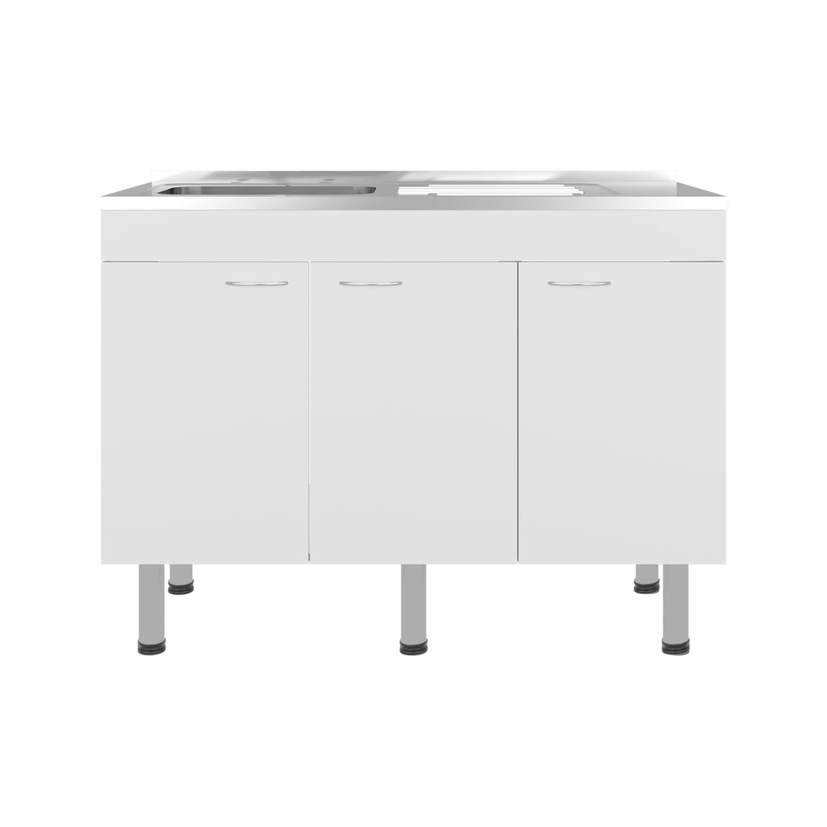 Oceana Base Utility Sink with Stainless Steel Sink and 3-Doo - White