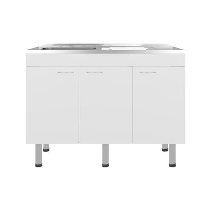 Oceana Base Utility Sink with Stainless Steel Sink and 3-Doo - White