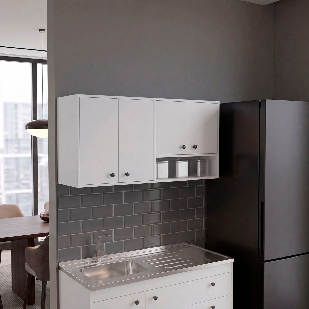 Napoleon Wall-Mounted Kitchen Cabinet with 4 Door Closed Sto - White