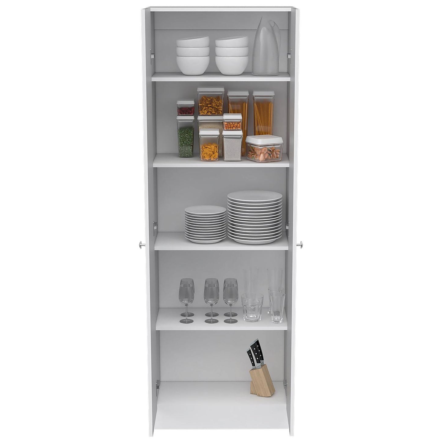 Lombardi Tall Cabinet with Five Drawers, Kitchen Pantry