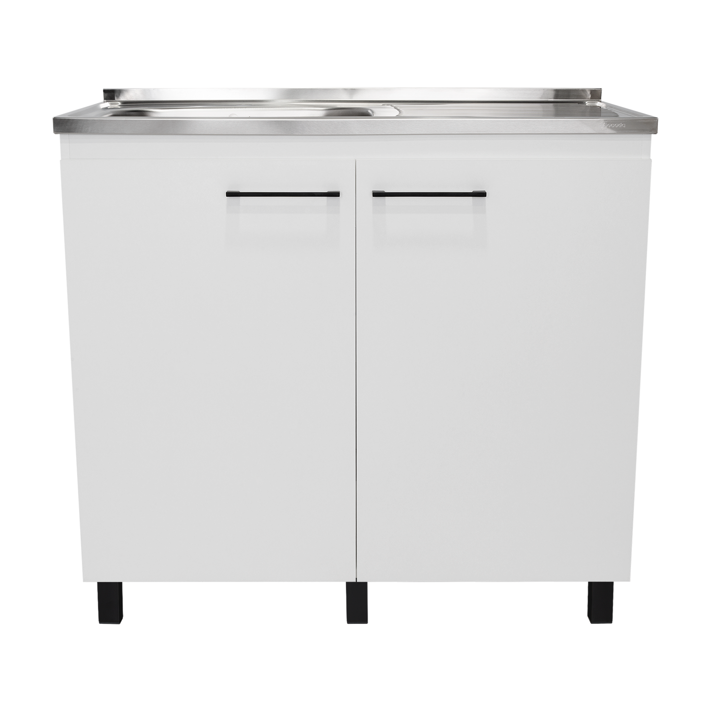 Napoles Utility Sink with Cabinet, Stainless Steel Countertop, Interior Shelf and four legs for Kitchen, Laundry room, Coffe Station