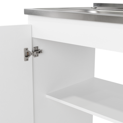 Napoles Utility Sink with Cabinet, Stainless Steel Countertop, Interior Shelf and four legs for Kitchen, Laundry room, Coffe Station