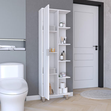 Crovie Linen 63-Inch High Bathroom Cabinet Storage Cabinet With Four Open Shelves