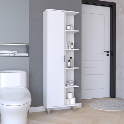 Crovie Linen 63-Inch High Bathroom Cabinet Storage Cabinet With Four Open Shelves