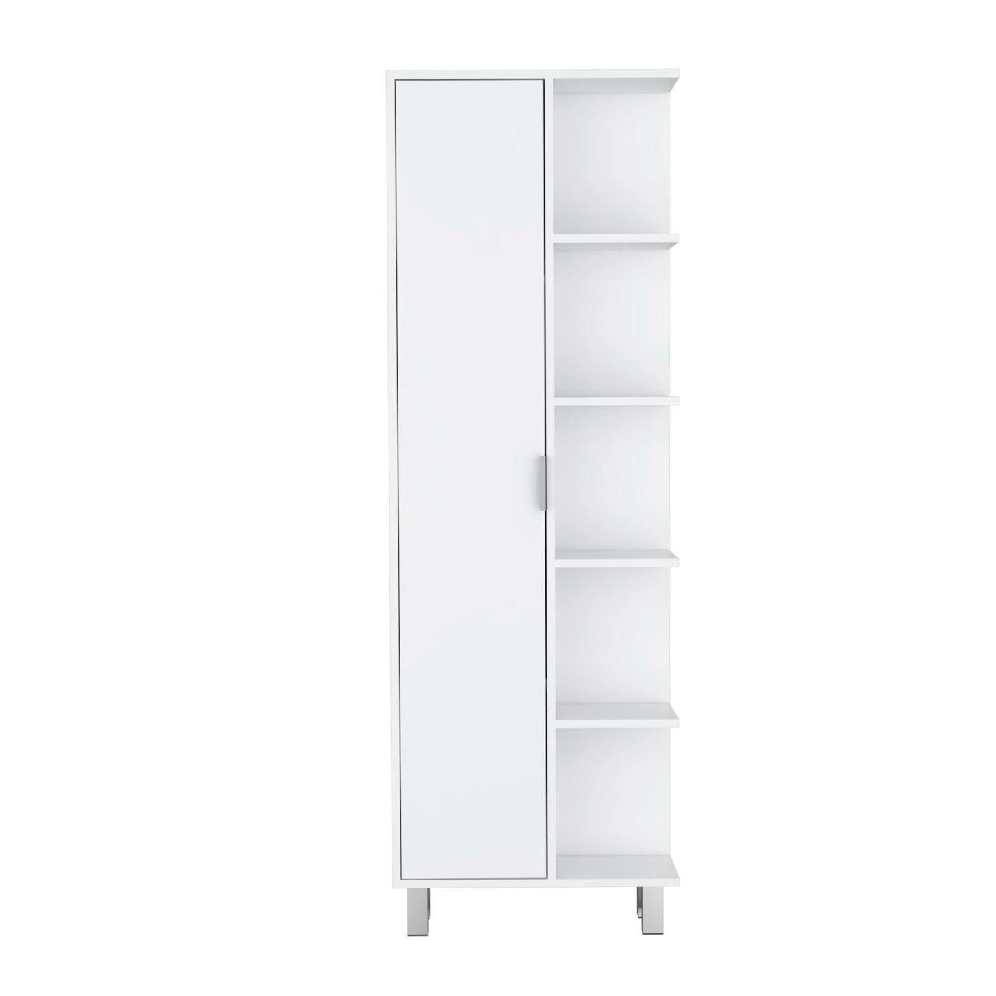 Crovie Linen 63-Inch High Bathroom Cabinet Storage Cabinet With Four Open Shelves