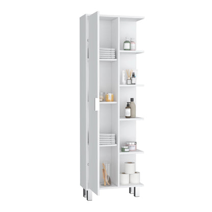 Crovie Linen 63-Inch High Bathroom Cabinet Storage Cabinet With Four Open Shelves