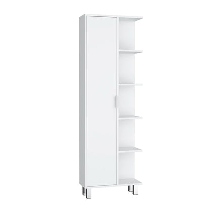 Crovie Linen 63-Inch High Bathroom Cabinet Storage Cabinet With Four Open Shelves