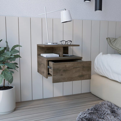 Adele Floating Nightstand, With One Drawer And Two Small Below Shelves For Storage or Decor